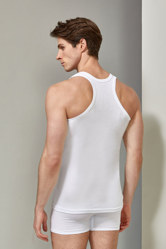 Herren Tanktop Ribana Rambostyle in weiß 100% Baumwolle
