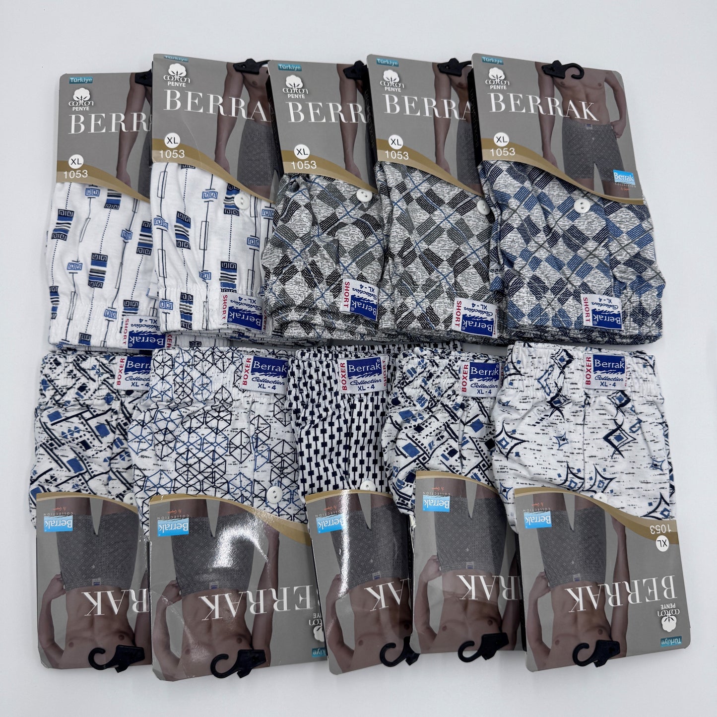 Herren Boxershorts 10er-Set in verschiedenen Designs 100% Baumwolle