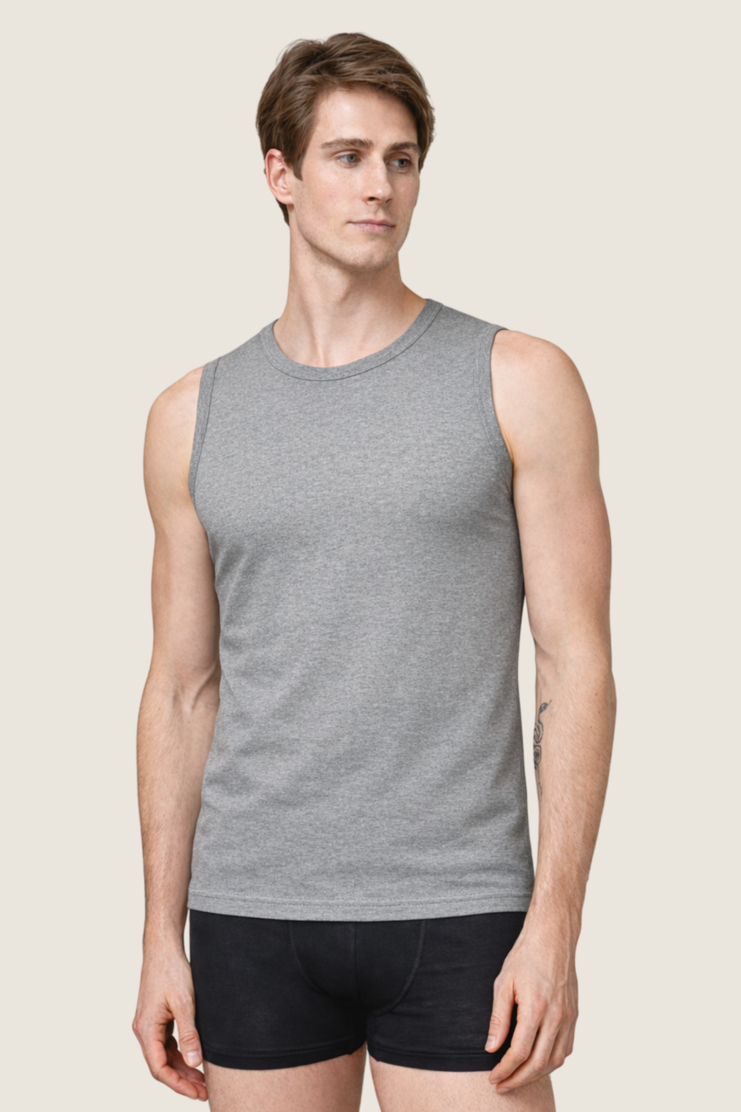 Baumwoll Tanktop Ribana O-Ausschnitt