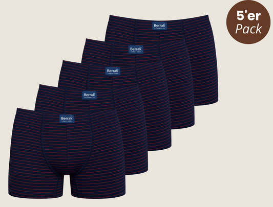 5er-Pack Baumwoll Boxershorts Streifenmuster