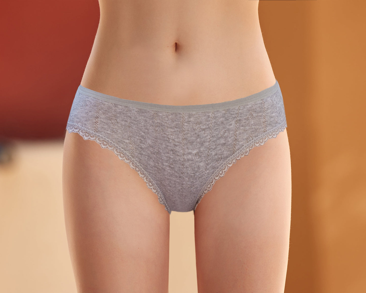 Damen Slip mit Spitze in verschiedenen Farben 100% Baumwolle