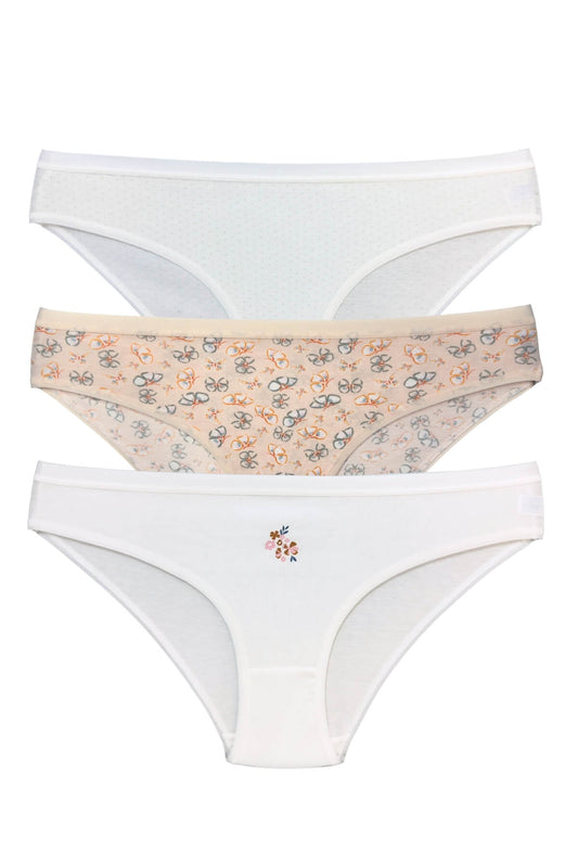 Damen Slip 3er-Set in verschiedenen Designs 95% Baumwolle