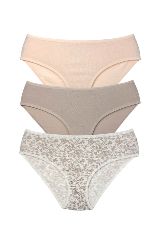 Damen Slip 3er-Set in verschiedenen Designs 95% Baumwolle