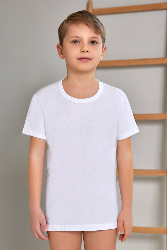 Jungen Unterhemd kurzarm in weiß 100% Baumwolle