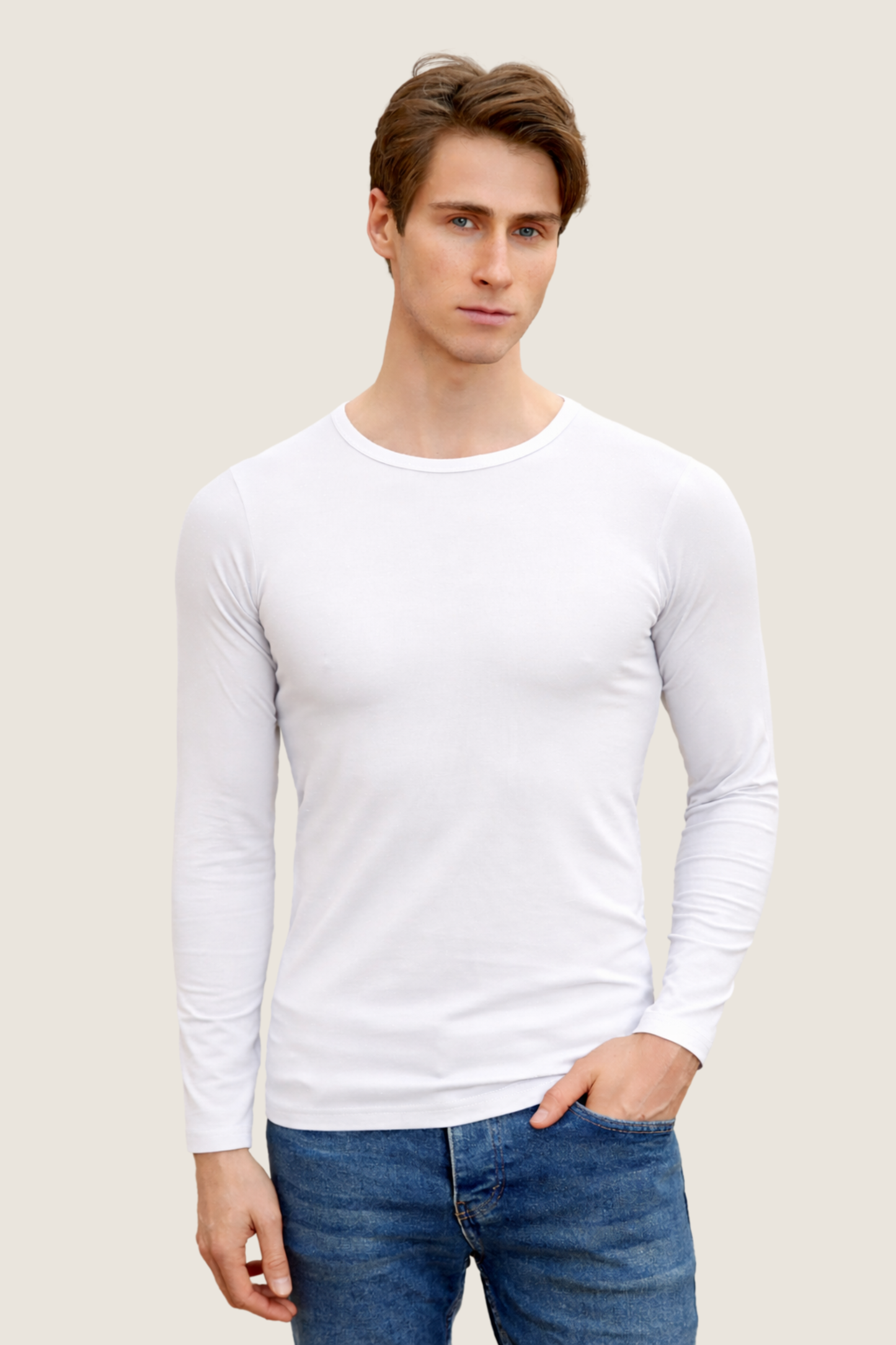 Baumwoll Unterhemd O-Ausschnitt