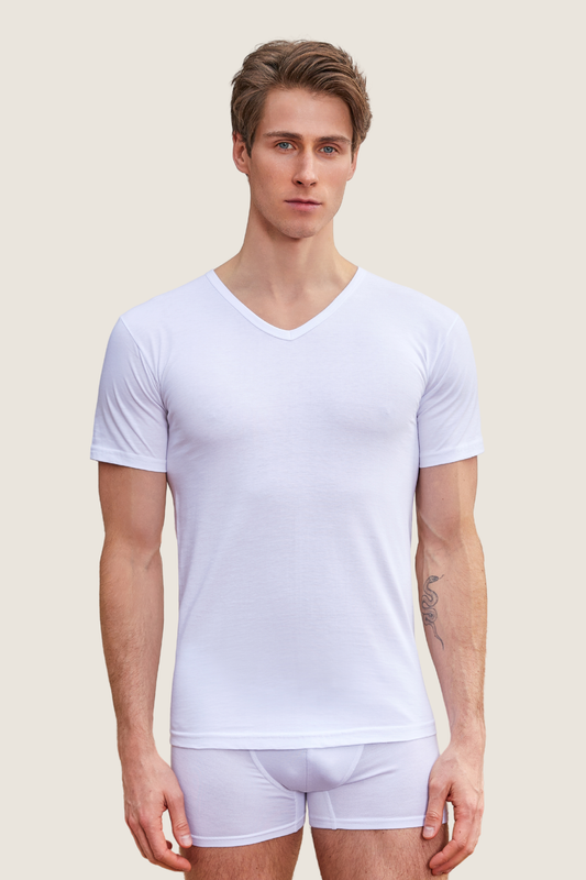 Baumwoll Unterhemd V-Ausschnitt