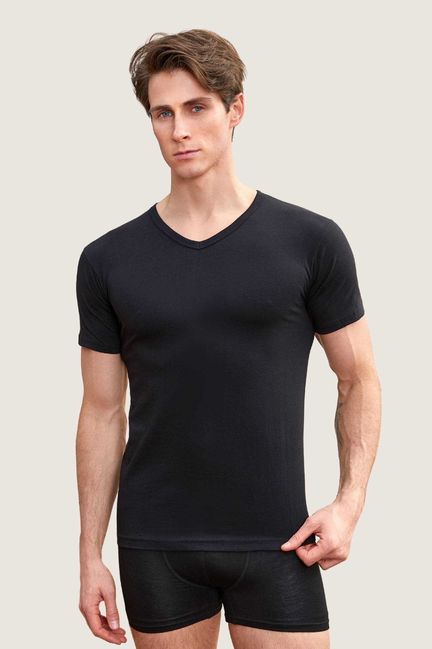 Baumwoll Unterhemd V-Ausschnitt