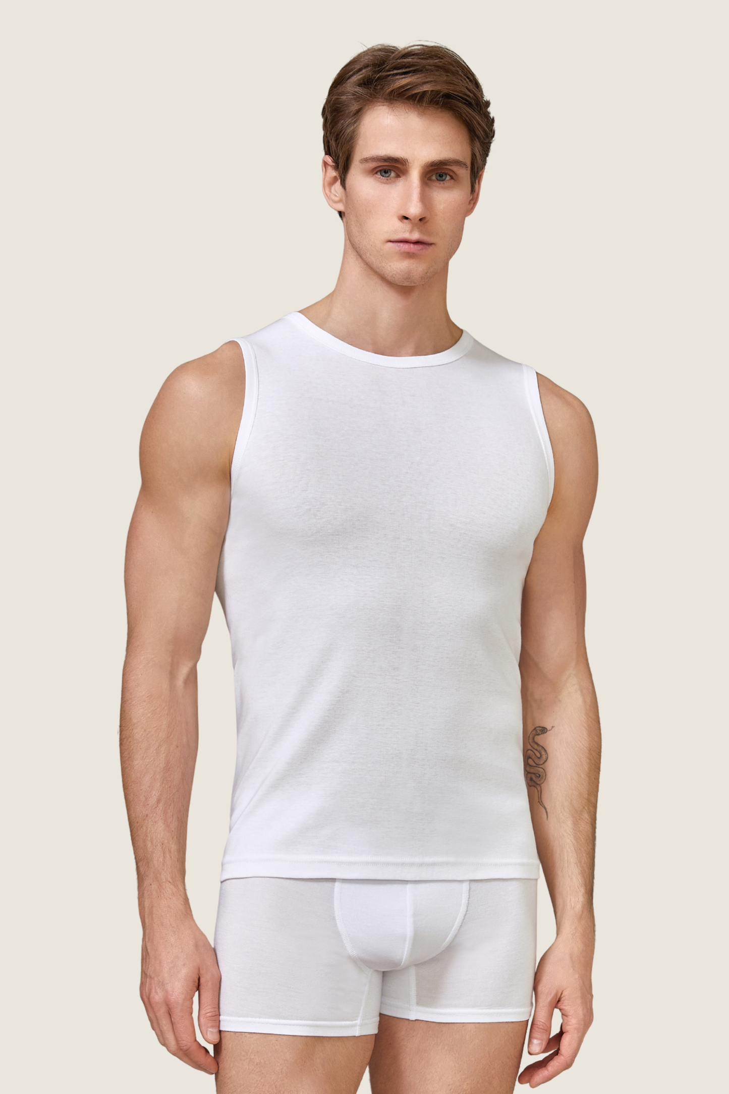 Baumwoll Tanktop Ribana O-Ausschnitt