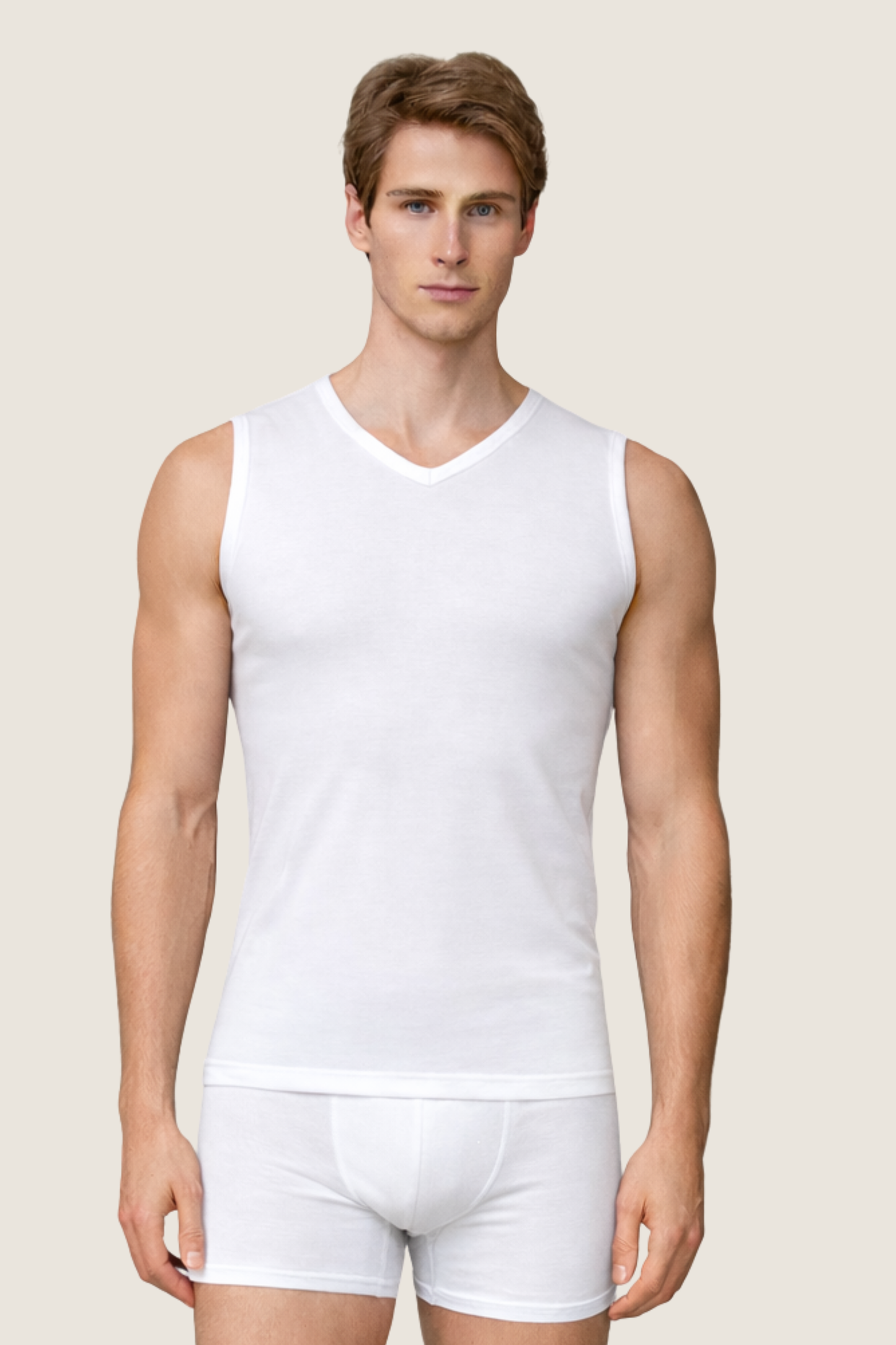 Baumwoll Tanktop Ribana V-Ausschnitt
