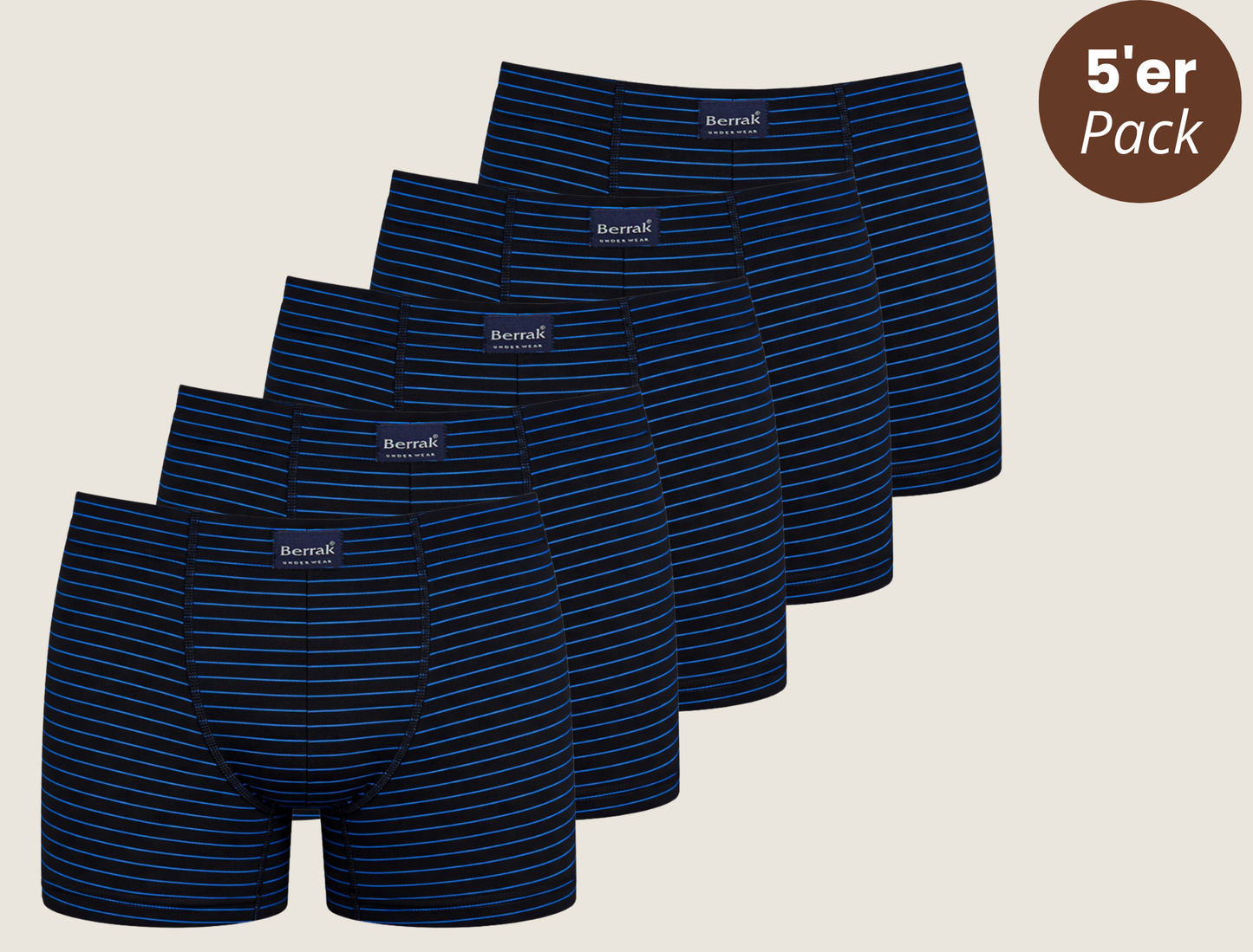 5er-Pack Baumwoll Boxershorts Streifenmuster