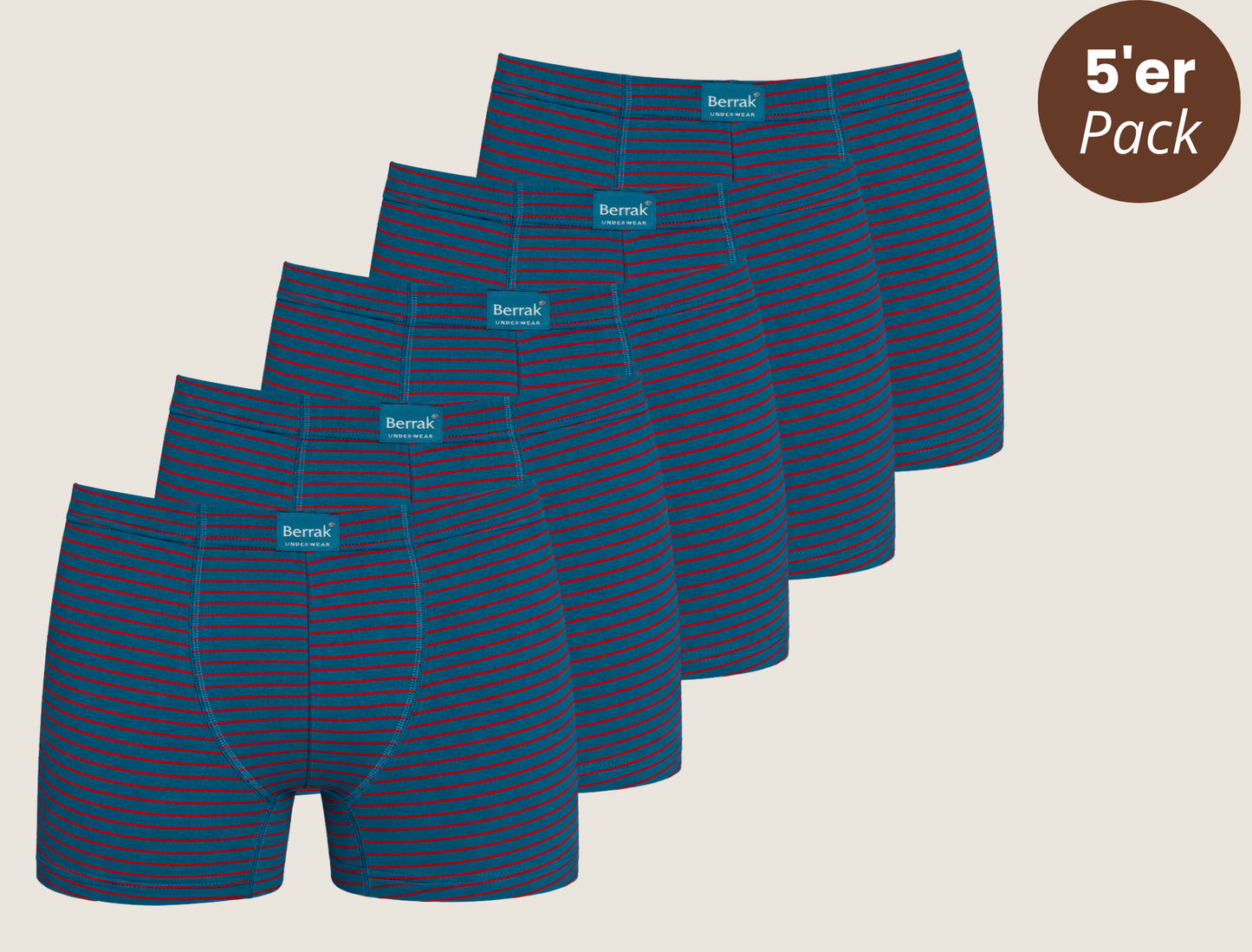 5er-Pack Baumwoll Boxershorts Streifenmuster