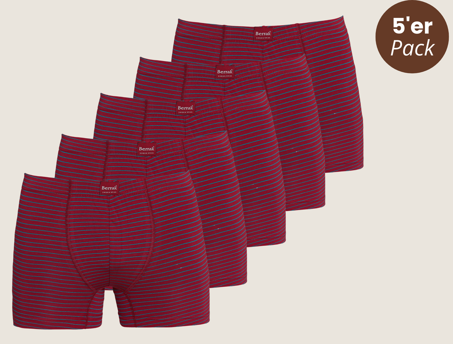 5er-Pack Baumwoll Boxershorts Streifenmuster