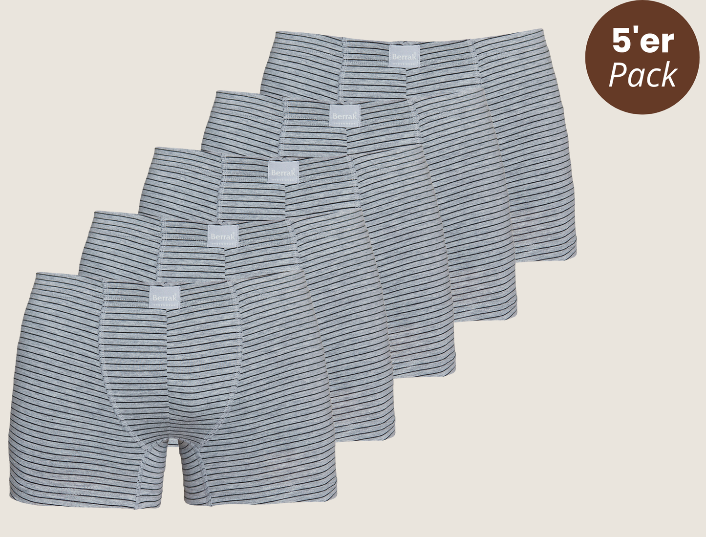 5er-Pack Baumwoll Boxershorts Streifenmuster