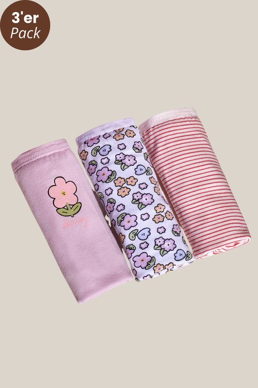 Mädchen Slip 3er-Set in verschiedenen Designs 95% Baumwolle