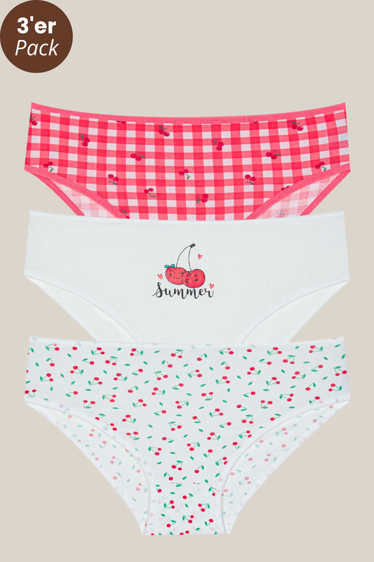 Mädchen Slip 3er-Set in verschiedenen Designs 95% Baumwolle