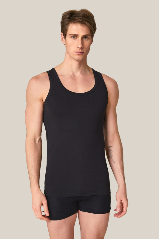 Herren Tanktop Lycra Jersey in weiß, schwarz & hellgrau 95% Baumwolle