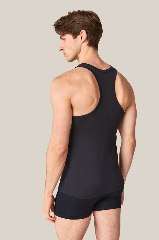 Herren Tanktop Lycra Jersey Rambostyle in weiß schwarz & hellgrau 95% Baumwolle