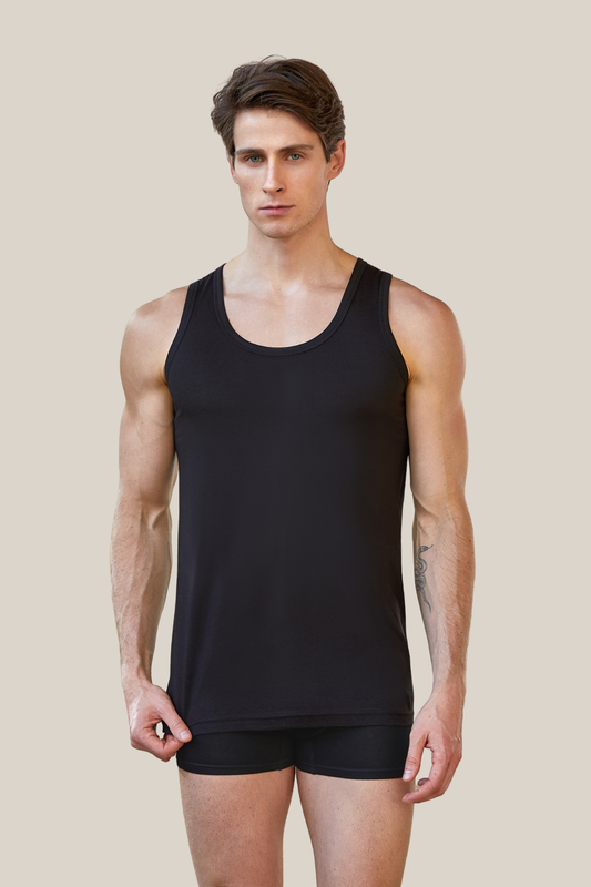 Herren Tanktop Modal in schwarz