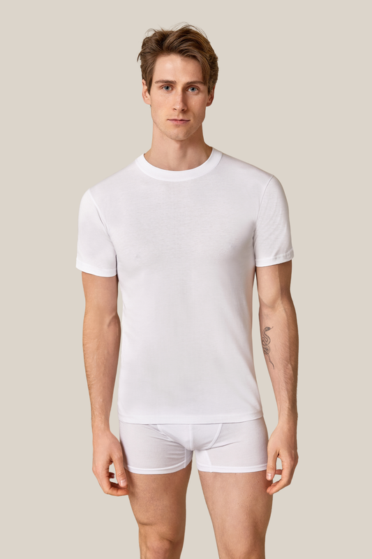 Herren Unterhemd kurzarm in weiß 100% Baumwolle
