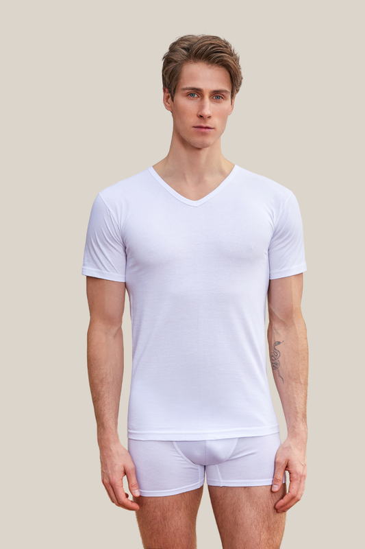 Herren Unterhemd kurzarm in weiß 100% Baumwolle