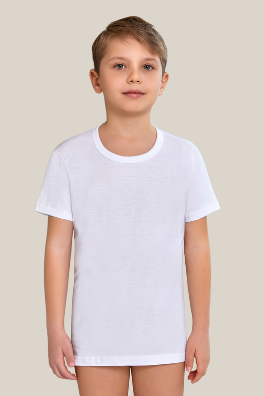 Jungen Unterhemd kurzarm in weiß 100% Baumwolle
