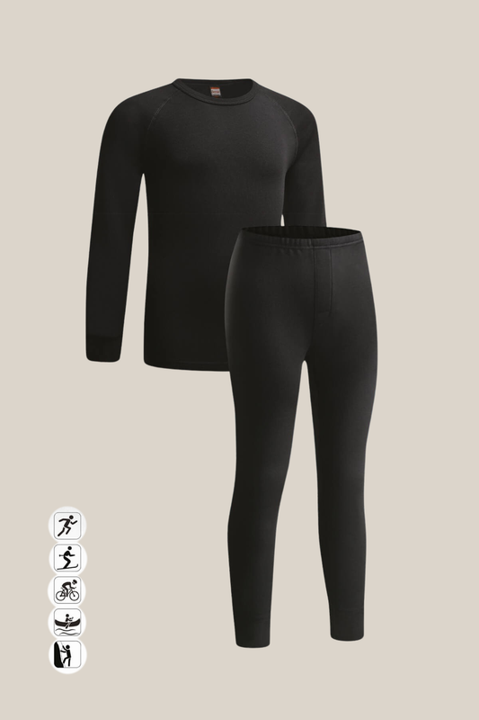 Jungen Thermo-Unterwäsche in hellgrau, schwarz & cremeweiß