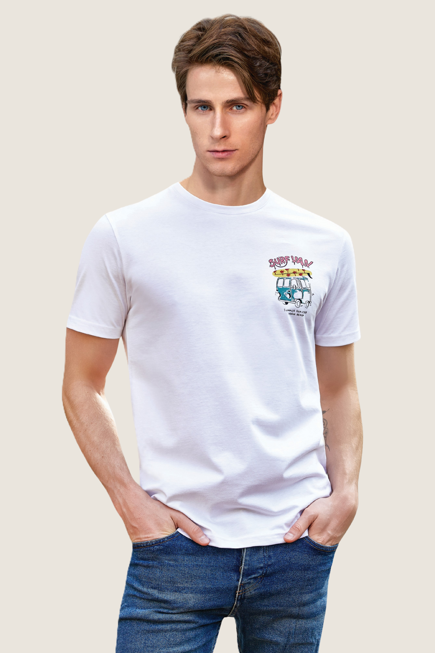 Herren T-Shirt Design Surf Van 100% Baumwolle