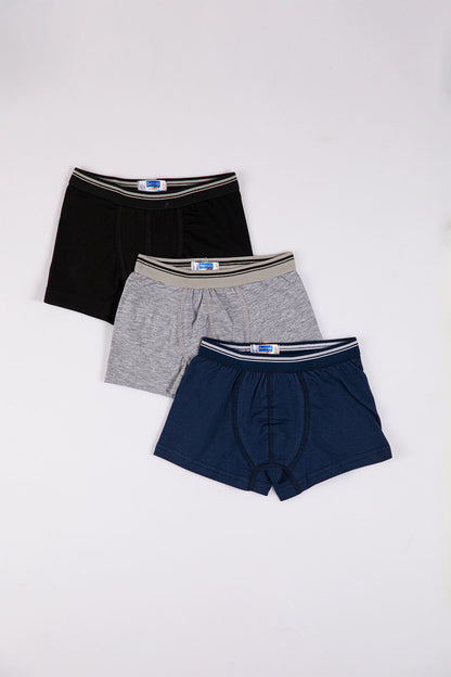 Jungen Basic Boxershorts in schwarz, marineblau & grau 95% Baumwolle